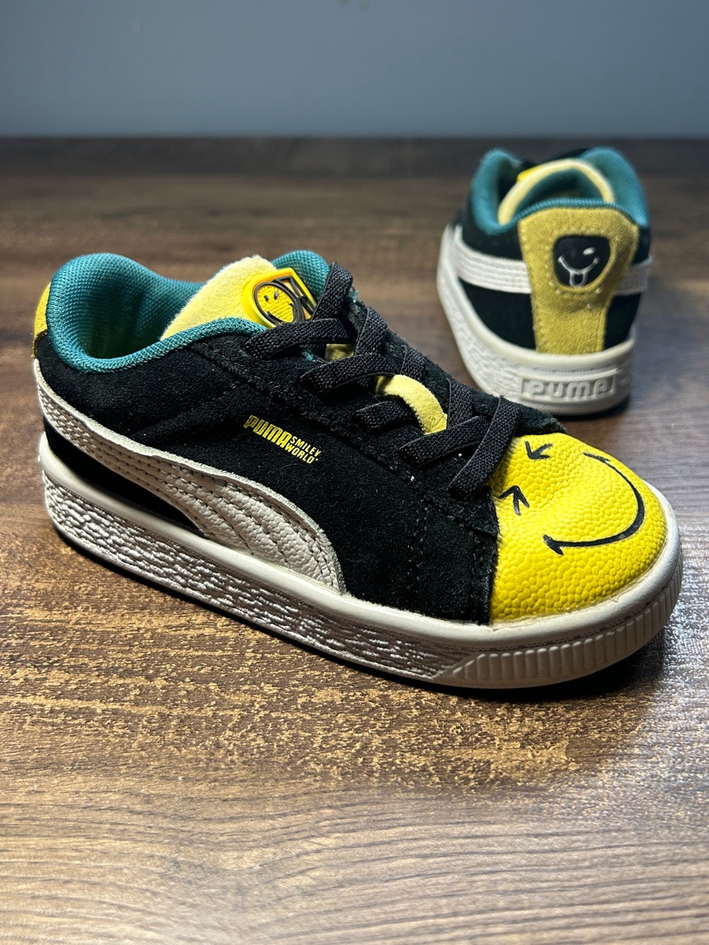 Puma Smiley World Black & Yellow Sneakers - Picture 1 of 10